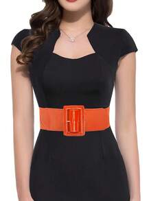 Women's Stretchy Belt 1950s 3 Inch Wide Elastic Belts - Orange - View 4