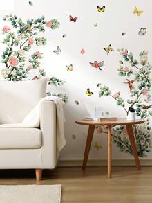1 套 2 件树枝和鸟与花朵图案墙贴，适用于客厅、卧室家居装饰自粘式、贴纸、墙贴花、乙烯基贴花，用于家居装饰、春季装饰品让您的家焕然一新、拉玛装饰贴纸礼物生日毕业 - 彩色 - 查看 10
