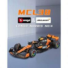 Burago 1/43 比例一级方程式赛车 MCL38#4 迈阿密大奖赛合金压铸冠军收藏模型车压铸模型车合金展示摆件生日礼物
