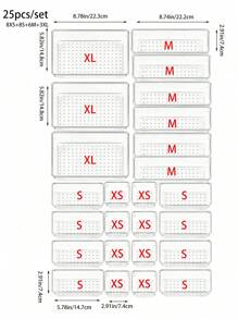 1pc/7pcs/11pcs/18pcs Transparent Tray/Storage Box Set, 7 Assorted Sizes, Multi-Purpose Organizer For Cosmetics, Small Tools, Tableware, Suitable For Vanity, Kitchen, Office Drawer, Bedroom, Versatile For Various Scenarios