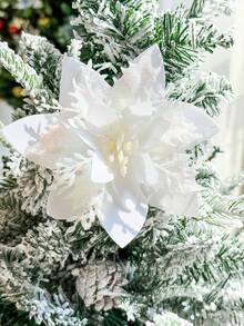 10pcs/20pcs/1pc Shiny Double Layer Poinsettia Artificial Christmas Flowers With Clips, Suitable For Christmas, New Year, Wedding Party, Wreath, Staircase, Window, Fireplace, Christmas Tree Decoration, Poinsettia Christmas Tree Ornaments, Christmas Decorations, Glitter Artificial Poinsettia, DIY Wreath, Home Decor, Wedding Party, Christmas Gift Decorations, Christmas Decorations, Holiday Party Decorations, Christmas Room Decor