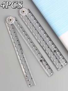 4 Creative Drawing Measuring Acrylic Transparent Folding Rulers, Transparent Design, Simple Style, Foldable Storage, Easy To Carry, Student Supplies, Back To School - Clear - View 11