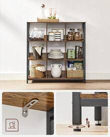 Libreria a 3 Ripiani, Libreria Scaffale a 9 Scomparti, per Soggiorno, Studio, Cucina, Camera da Letto, 30 x 100 x 103,1 cm, Marrone Vintage e Nero - Marrone Vintage e Nero - Visualizzare 3
