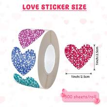 500 Stickers/Roll Heart-Shaped Sealing Stickers Shiny Holographic Laser Star-Shaped Thank You Decorative Adhesive Stickers Labels - C312B (Laser Print) - View 3