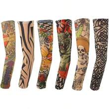 6 Pcs Tattoo Compression Sleeve, Arm Sleeves Covers, Temporary Tattoo & Sunscreen Sleeves