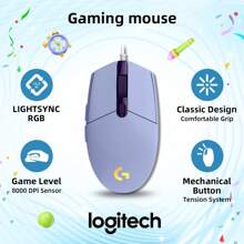 Logitech G102 Light Sync Wired Gaming Mouse With RGB Lighting, Gaming Grade Sensor, 8000 Dpi Light Weight For PC Laptop Gamer