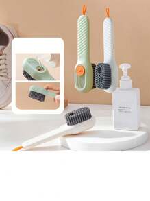 1pc Multi-Function Cleaning Brush With Liquid Dispenser, Home Use Pressure Activated Shoe Cleaning Brush, Soft Bristle Clothing Cleaning Brush