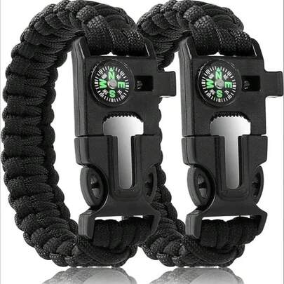 Brazalete de paracord para exteriores 5 en 1 con brújula, brazalete de supervivencia de paracord