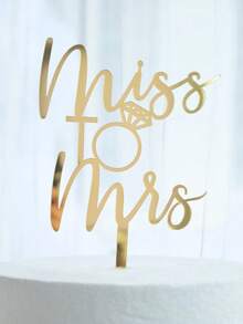 Wedding Cake Topper Decoration, Mr&Mrs Diamond Ring Style, Party Celebrating Ornament, Anniversary, Valentine's Day Cake Decoration - Multicolor - View 4