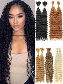 2 bucăți de extensie de păr sintetic de 45 cm, păr împletit cu onduleuri adânci, împletitură boemă, rezistentă la căldură, naturală și confortabilă