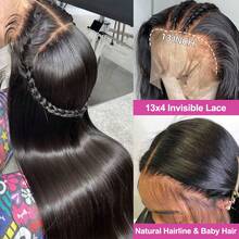 200% Density Natural Black 5x5 Pre Cut -Long Straight Lace Front Wigs Blended Hair 13x4 13*6 HD Bone Straight Lace Frontal Wig 8-34 Inch Straight Wear And Go Glueless HD Lace Wigs For Black Women Daily Use Pre Cut Pre Plucked Glueless Natural Hairline With Baby Hair - Natural & Black - View 4