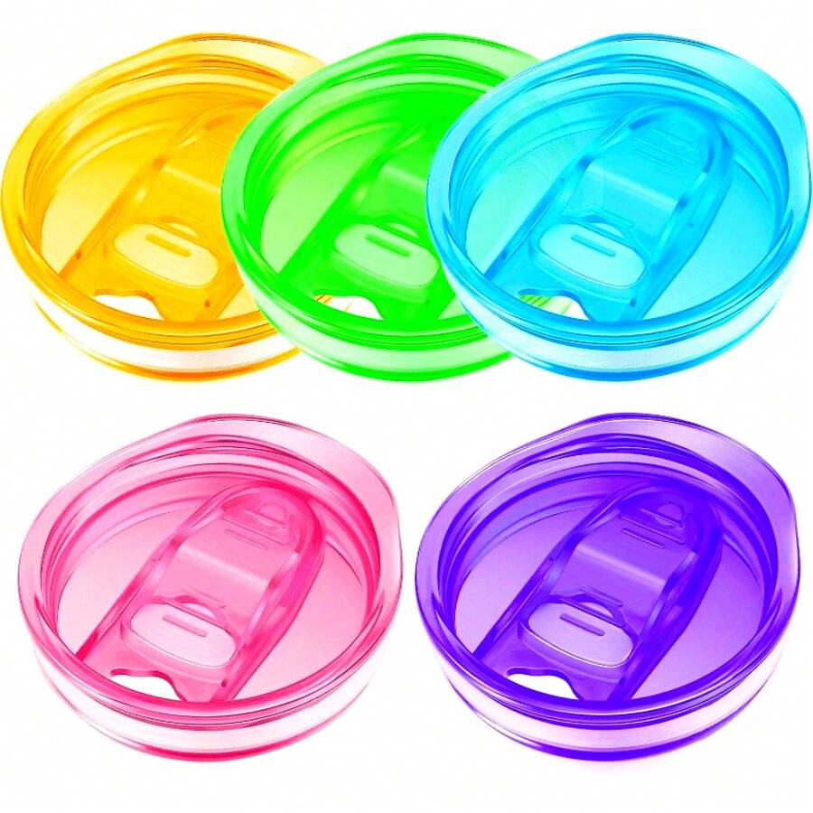 5-Pack 20oz Skinny Tumbler Replacement Lids, Plastic Splash Resistant Covers, Spill Proof, For Tumbler Cooler Cups, Assorted Colors - 變體1 - 查看 1