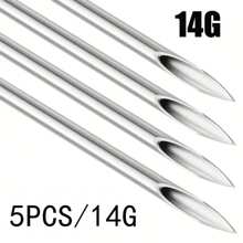 316 Stainless Steel Needles - 12G, 13G, 14G, 16G, 18G, 20G, Suitable For Ear Cartilage, Ear Lobe, Helix, Conch, Nose, Tongue, Eyebrow, Lip Piercing Tools - Silver - View 39
