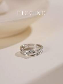 FICCINO Creative Planetary Orbit Plated Gold Cubic Zirconia Adjustable Open Ring, Personalized Daily Jewelry, Suitable For Parties, Holidays, Anniversaries, Comes With Jewelry Box - 893r - View 10