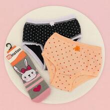 Kit Duas Calcinhas Um Par de Meias Infantil Feminina Casual