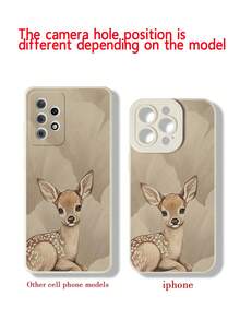 Deer Painted Beige Minimalist Shockproof Thick Phone Protective Case With Printed Design, Compatible With IPhone 15/16 Pro Max, XR/7/8, IPhone 15 Pro Max/12 Pro Max/13 Pro Max/14 Pro Max, 13, 14, 11, 12P, 14P, 11P, 12P, XS, XR, 7/8P, 7/8G, ES2, Compatible With A13 4G, A22, A21S, A51 4G, A52, S22 Ultra, A33 5G, Compatible With Redmi 10, Redmi Note 11 4G, Redmi 11 Lite, A53, TPU A14/A23/S23 Ultra, S24, A14, A15, S23, A73, Redmi Phone Cases - Multicolor - View 5
