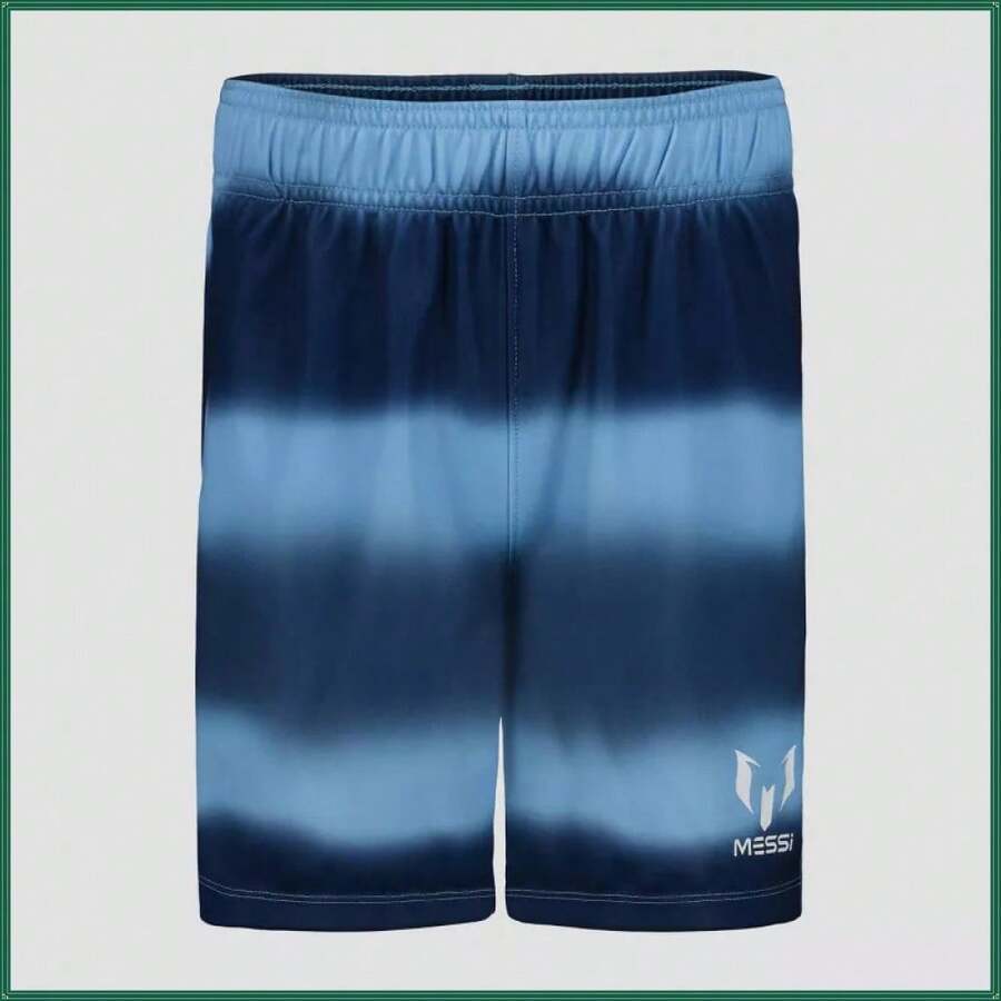 Messi Boys' Blue Logo Ombre Tricot Shorts, Size M, Cool Soccer Design For Fans, Soft Tricot Fabric Ideal For Sports & Active Play, Comfortable Fit With Elastic Waist, Durable - 1 - Xem 1