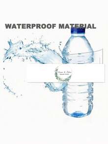 Etichette adesive personalizzabili per bottiglie d'acqua minerale, 500 ml, impermeabili, etichette personalizzate, adatte per decorazioni di celebrazioni, matrimoni, compleanni, feste ed eventi con finitura glitterata, riutilizzabili, bianche con motivo a scacchi, decorazioni per eventi | Etichette glitterate | Etichette adesive, decorazioni per bottiglie d'acqua, adatte per matrimoni, compleanni, affari, di feste, dimensione singola: 21 cm x 5 cm, pronte per un brunch