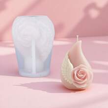 1 pieza Molde de silicona con forma de alas de rosa para vela con aroma a rosa, decoración y regalo creativo para el Día de San Valentín