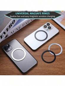 5pcs Magsafe Ring Metal Ring Sticker Magnetic Ring Phone Holder Accessories - Black - View 3