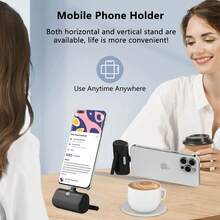 Compatible With IP 17/16/15, Small USB C Portable Charger, 5000mAh Ultra Compact Mini Power Bank Built-In Phone Stand And LED Light, PD15W LCD Display Battery Pack For Travel, Compatible With IP 17/16/15,And Type-C Android Phones - Black - View 5