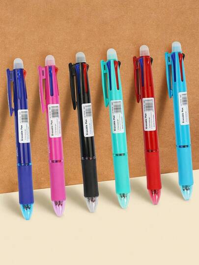 1支五合一可擦圆珠笔，多色圆珠笔，自动出芯，办公文具，五合一可擦圆珠笔，按压式黑色学生文具，多功能书写，0.7毫米笔芯，办公用品，适合学习，办公用品