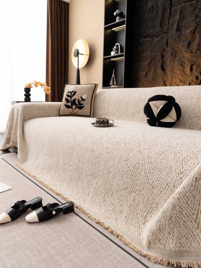 1pc Banana Leaf Sofa Throw Blanket, Lightweight Luxury Minimalist Sofa Cover, Non-Slip, Dust-Proof, Scratch-Resistant, Suitable For Living Room, Bedroom, Study, All Seasons, Reversible