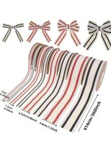 10 码 1 卷圣诞条纹丝带、礼品包装丝带、天然工艺配件、DIY 手工艺品、节日婚礼情人节圣诞节生日派对装饰包装、情人节生日惊喜