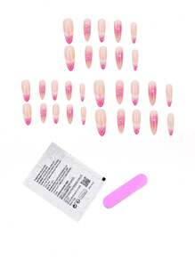 花朵立体点缀渐变冰花点钻法式高级可拆卸立体可穿戴护甲30片