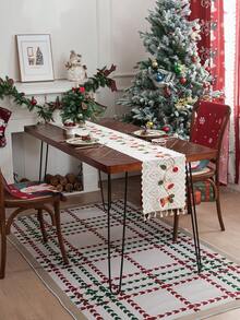 1 pieza Camino de mesa estilo bohemio minimalista con bordado de campana, decoración navideña - Multicolor - Ver 4