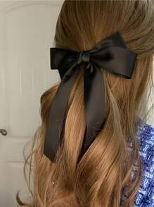 1pc Shiny Satin Ribbon Bow Large Floating Clip Hair Pin For Women, Daily, Party, Festival Wear, Claw Clips, Clips For Hair, Hair Slide, Hair Claws, Bows, Cute
