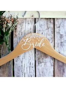 1pc Bridal Printed Pearl Wooden Hanger, Bride Dress Hanger Decor, Bride & Bridesmaid Wedding Dress Hanger, Engagement Wedding Gift Supplies, Bridal Shower Party Decor Accessory, Wedding Party Coat Hanger, No Power Needed