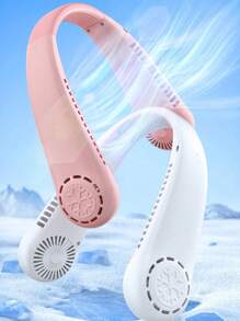 Neck Hanging USB Rechargeable Bladeless Fan, Portable Mini Personal Fan With Display