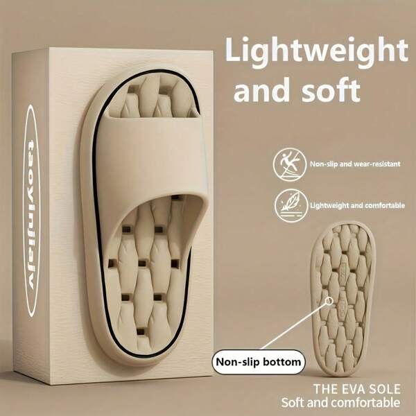 Women's Thick Waterproof Slippers, Comfortable Minimalist Soft Bottom Non-Slip Slides, Casual Style, 2024 New Indoor Outdoor Bathroom House Slippers For Ladies