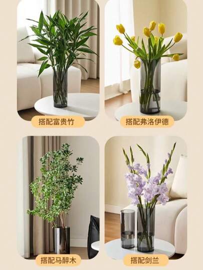 Plastic Transparent Grijs Vase, High Transparency Imitation Glass Flower Bucket, Shop Hydroponics Large Hydroponic Plants, Acrylic ation Holidays, No Flowers Included Home Room Vase view 2