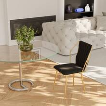 Un set di 2 sedie da pranzo di lusso in velluto, design ergonomico con gambe in metallo, design d'interni di alta qualità, design moderno placcato in oro, stabili e durevoli, soggiorno e camera da letto