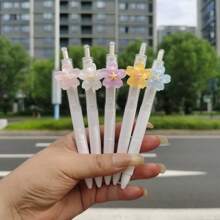 5/2/1pcs, 0.5mm Black Ink Refill Random Cute Floral Quick-Drying Ballpoint Pen, Adorable Flower Push Pen, Suitable For Students And Girls, Back To School Gift For Kids, Friends, Best Friends (Sakura Color Is Random)