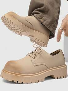 Modische Herrenschuhe, rutschfeste und strapazierfähige Lederschuhe, Lässig & Formelle Schuhe, beliebte Oxfords mit dicker Sohle - D77 Khaki - Übersicht 6