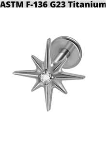 1PC G23 Titanium Zirconia Hexagram Lip Studs Internal Thread Zirconia Butterfly Ear Helix Tragus Cartilage Helix Earrings Body Piercing Jewelry