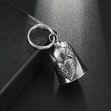 SeuSuk 1pc Punk Style Angel Wings Heart Bell Pendant, Motorcycle Riding Amulet Pendant, Rock Party Accessory For Men - Silver - View 2