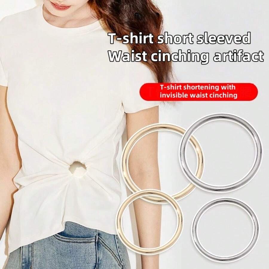 1/2/4pcs T-Shirt Hem Clips, Metal Invisible Fixing Buckle Rings For Shortening Oversized Tee Hem - Multicolor - View 1