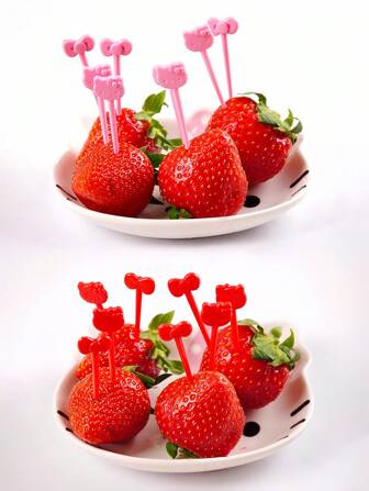 Sanrio 8 件/16 件卡通 Kt 猫水果叉套装，可爱动物创意水果签名便当水果叉、甜点叉、派对、生日、节日礼物，送给朋友、同事和家人的完美礼物