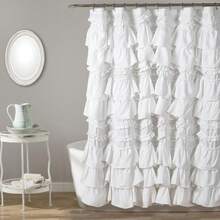 Lush Decor Kemmy Ruffled Shower Curtain, Single, 72" W X 72" L, White - Bathroom Curtain - Fabric Shower Curtains For Bathroom - Coquette Decor Halloween-Fall Decor-Room Decor - 白色 - 查看 2