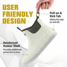 Men's Deck Boots, Waterproof Ankle Rain Boots Men Anti-Slip Traction, Outdoor Rubber Fishing Garden Boots High-Performance Shoes For Farming - 白色 - 查看 6