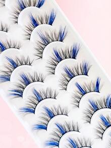 10 Pares de Cílios Postiços Azuis de Falso Vison Macio em Formato de Olho de Gato, Alongam o Comprimento dos Cílios e Alargam os Olhos, Adequados para Festivais, Férias, Encontros e Outras Ocasiões, Cílios em Tiras, Cílios, Cílios Postiços, Cílios Falsos