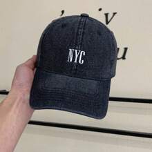 1pc Men's New Washed Denim NYC Embroidery Baseball Cap, Outdoor Sports Sun Protection