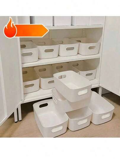 10个/5个白色收纳盒，桌面收纳盒，家用化妆品收纳盒，浴室厨房宿舍杂物零食收纳盒，厨房冰箱食物收纳盒，教室笔收纳盒，圣诞礼物