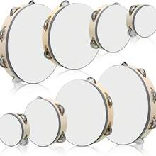 Doppelreihiges Tamburin für 4 Zoll, 6 Zoll, 8 Zoll, 10 Zoll Holztamburine, handgehaltenes Trommel-Glocken-Tamburin mit Metallschellen, Perkussions-Musikinstrumente, Handtamburin für Kirche, Party