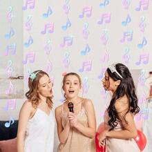 Cindeer 8 Pcs Music Notes Party Decorations Musical Birthday Hanging Decorations Music Notes Paper Garland Banner For 50s 80s Birthday Baby Shower Wedding Party Supplies Ceiling Decor Iridescent-0162 - 粉紅紫色 - 查看 3