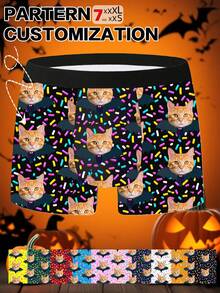 1件可定制可爱宠物印花内裤，添加您自己的照片设计专属内裤，舒适的内裤是送给男朋友、丈夫、父亲的最佳礼物，情人节礼物、生日礼物。 - 彩色 - 查看 1